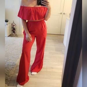 Red pants set